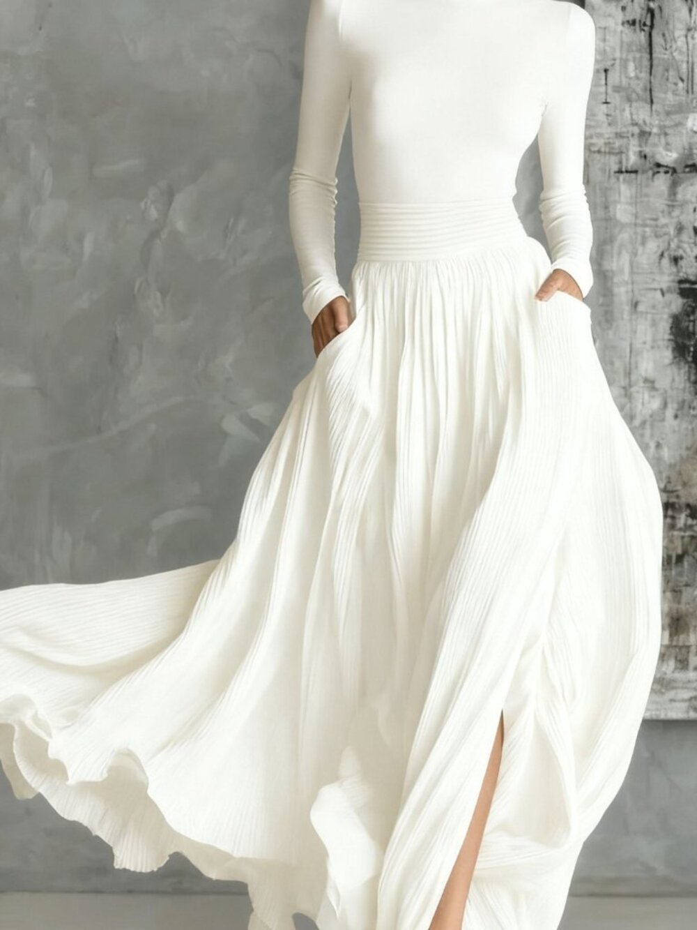 Elegant Retro Light Luxury Slim Fit Midi Dress – Women’s Long Sleeve